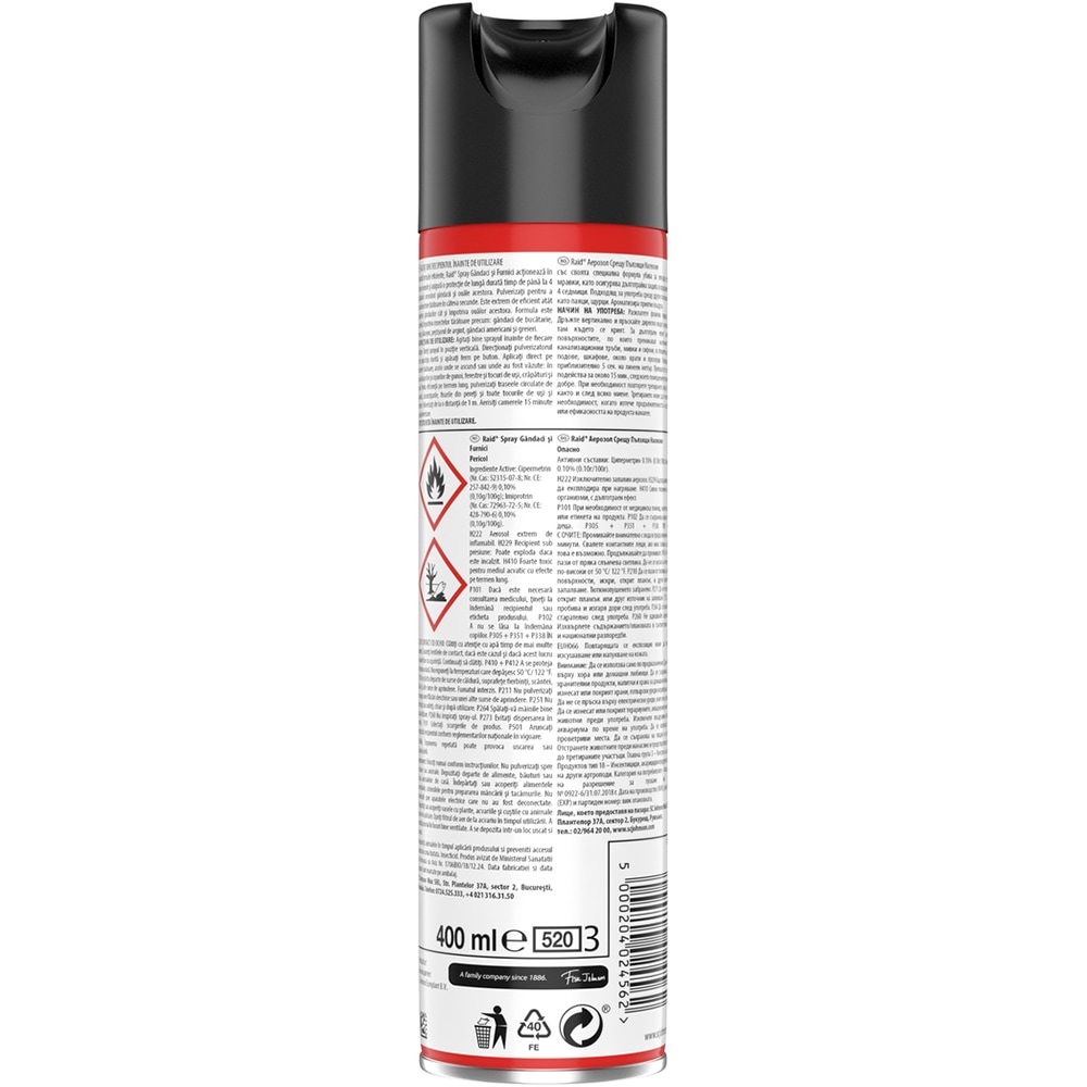 Spray anti-gandaci si furnici RAID, 400 ml 