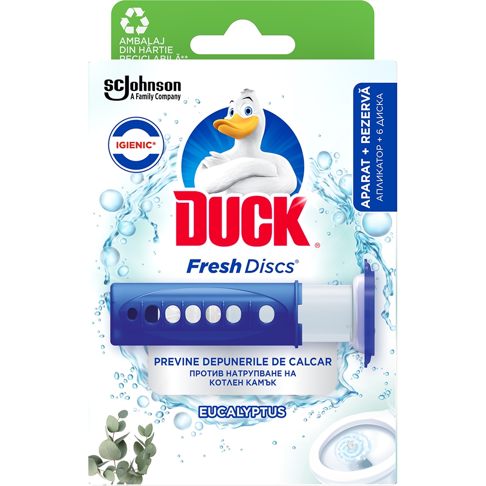 Odorizant toaleta DUCK Fresh Discs Eucalipt, 6 discuri