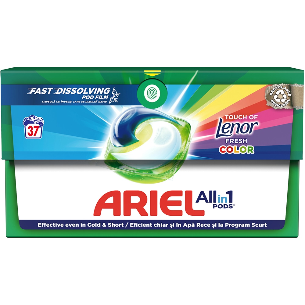 Detergent capsule ARIEL All in One PODS Touch of Lenor Color, 37 spalari