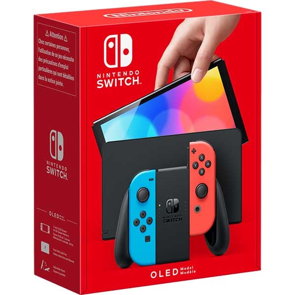 Consola NINTENDO Switch OLED (Joy-Con Neon Red/Neon Blue) Steelplay Carry Case Bundle