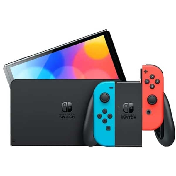 Consola NINTENDO Switch OLED (Joy-Con Neon Red/Neon Blue) Steelplay Carry Case Bundle