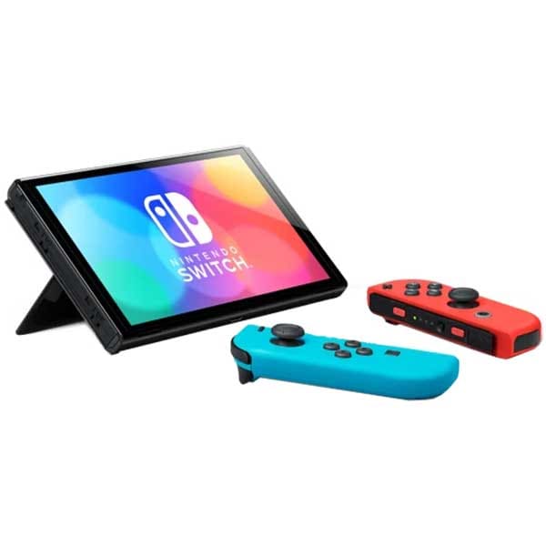 Consola NINTENDO Switch OLED (Joy-Con Neon Red/Neon Blue) Steelplay Carry Case Bundle
