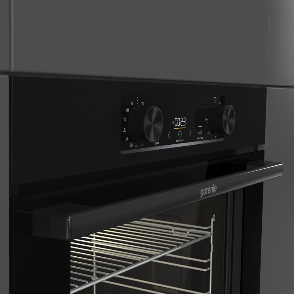 Cuptor incorporabil GORENJE BOP6737E02BK, Electric, Autocuratare pirolitica, 77 l, Clasa A, negru
