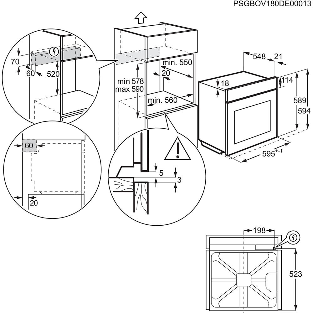 Cuptor incorporabil ELECTROLUX EOE7P31X, Electric, Autocuratare pirolitica, 72l, Clasa A+, negru