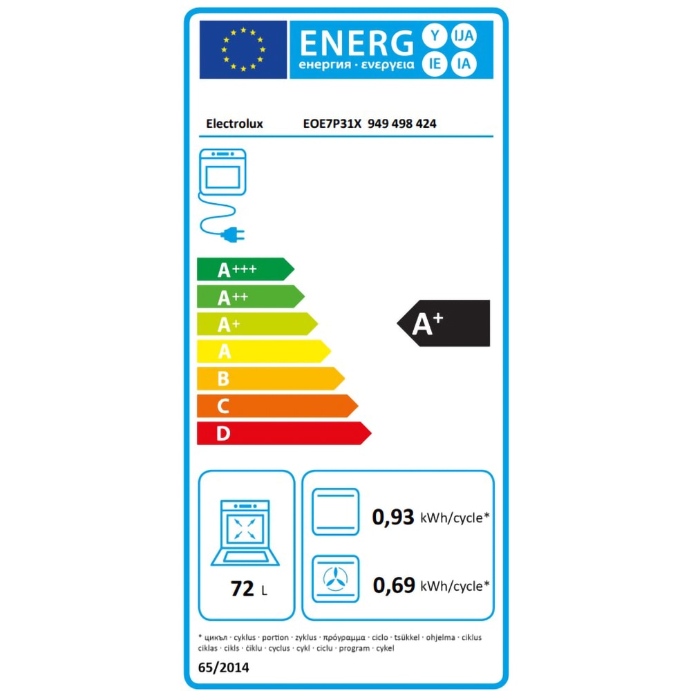 Cuptor incorporabil ELECTROLUX EOE7P31X, Electric, Autocuratare pirolitica, 72l, Clasa A+, negru