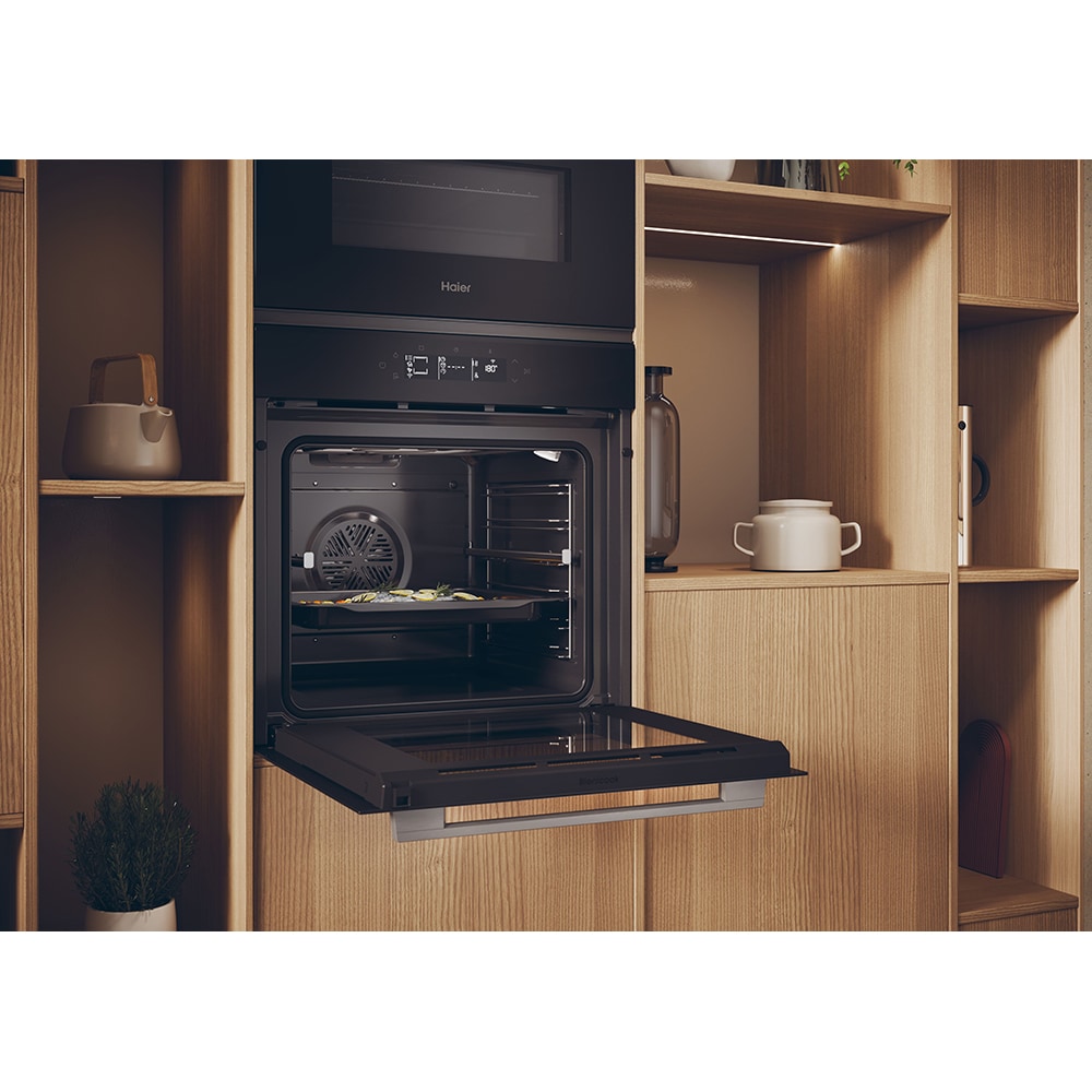 Cuptor incorporabil HAIER H6 ID25G3YTX, Electric, Autocuratare pirolitica + hidrolitica, 78 l, Clasa A++, Wi-Fi, negru