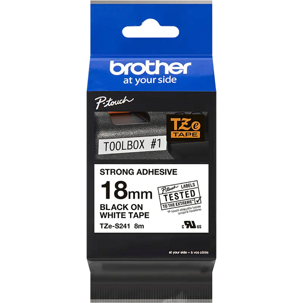 Banda etichete BROTHER TZe-S241, 18 mm, 8 m, Negru pe Alb