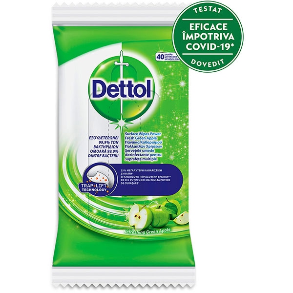 Servetele dezinfectante DETTOL mar verde, 40 buc