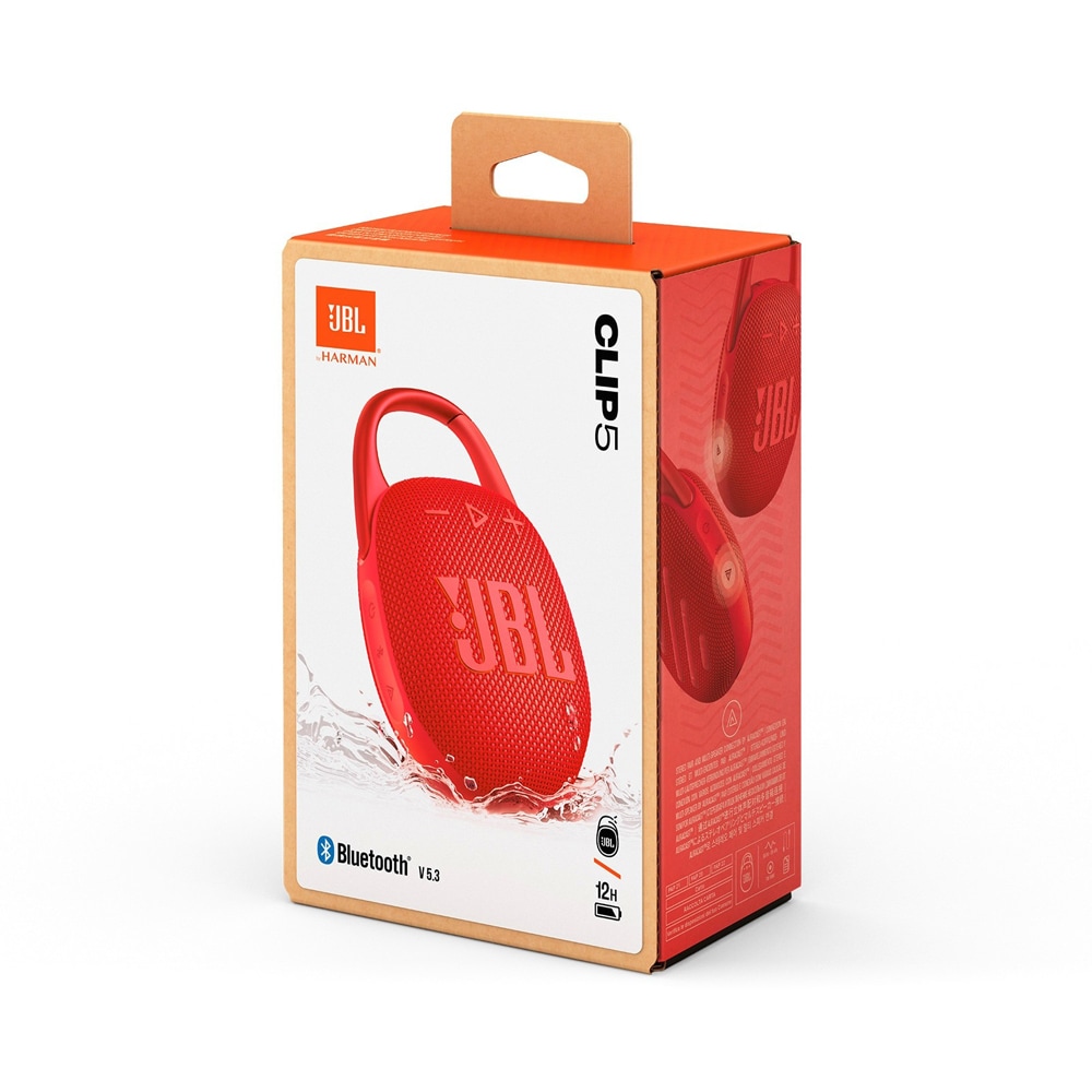 Boxa portabila JBL Clip 5, Bluetooth, IP67, Auracast, rosu