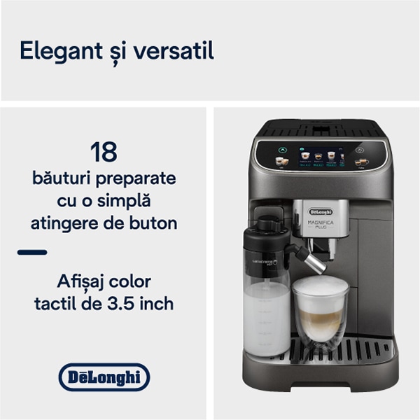 Espressor automat DELONGHI Magnifica Plus ECAM320.70.TB, 1.9l, 1450W, 15 bar, gri inchis-negru