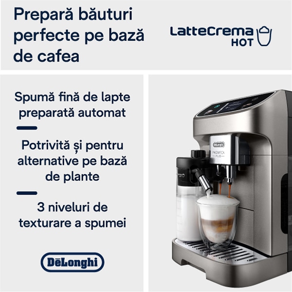 Espressor automat DELONGHI Magnifica Plus ECAM320.70.TB, 1.9l, 1450W, 15 bar, gri inchis-negru