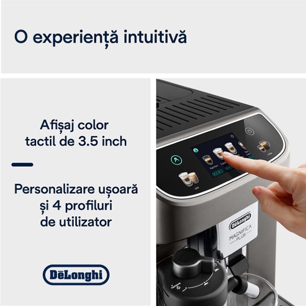 Espressor automat DELONGHI Magnifica Plus ECAM320.70.TB, 1.9l, 1450W, 15 bar, gri inchis-negru