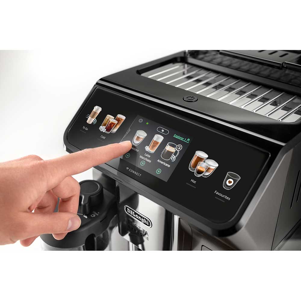 Espressor automat DELONGHI Eletta Explore ECAM 450.86.T, 1.8l, 1450W, 19 bar, argintiu inchis-negru