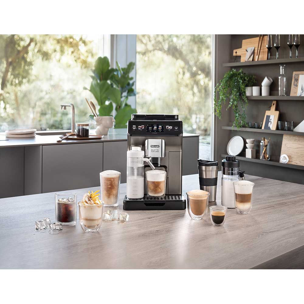 Espressor automat DELONGHI Eletta Explore ECAM 450.86.T, 1.8l, 1450W, 19 bar, argintiu inchis-negru