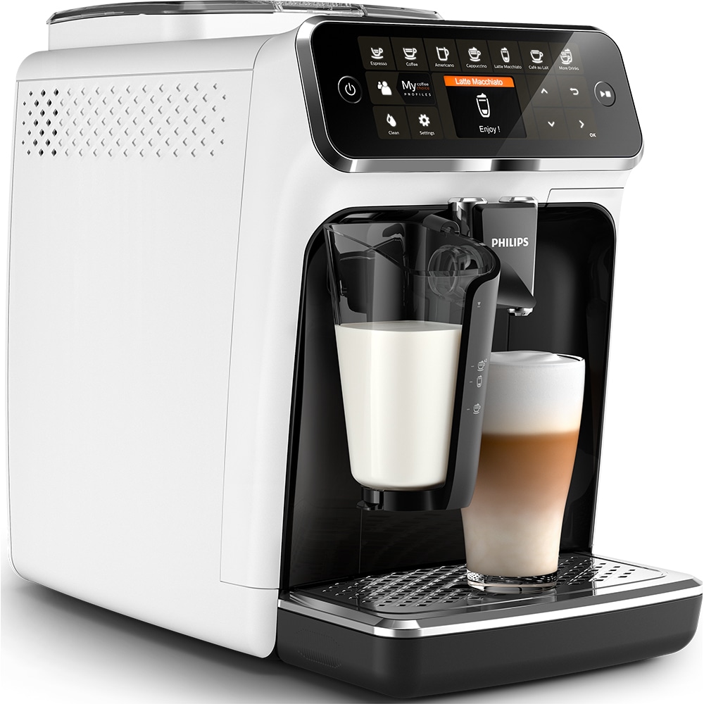 Espressor automat Philips LatteGo Seria 4300 EP4343/50, 1.8l, 1500W, 15 bar, alb-negru