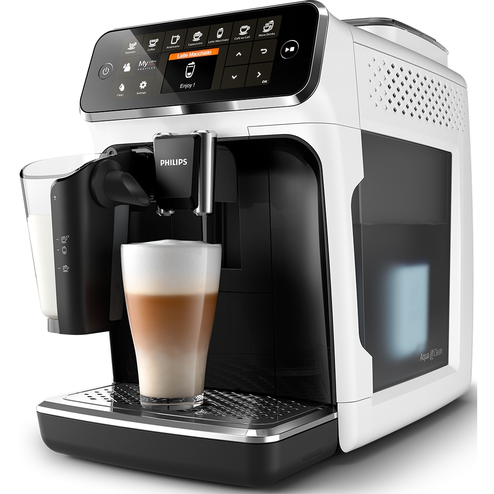 Espressor automat Philips LatteGo Seria 4300 EP4343/50, 1.8l, 1500W, 15 bar, alb-negru