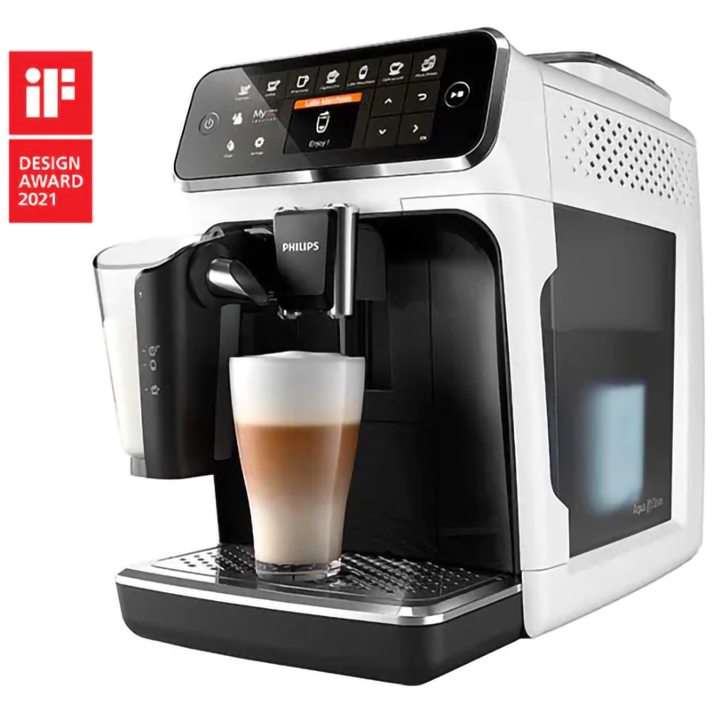 Espressor automat Philips LatteGo Seria 4300 EP4343/50, 1.8l, 1500W, 15 bar, alb-negru
