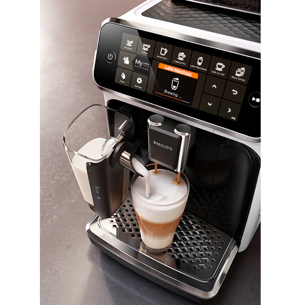 Espressor automat Philips LatteGo Seria 4300 EP4343/50, 1.8l, 1500W, 15 bar, alb-negru