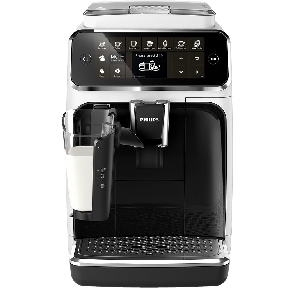 Espressor automat PHILIPS LatteGo Seria 4300 EP4343/51, 1.8l, 1500W, 15 bar, alb-negru