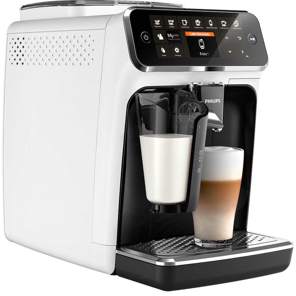 Espressor automat PHILIPS LatteGo Seria 4300 EP4343/51, 1.8l, 1500W, 15 bar, alb-negru