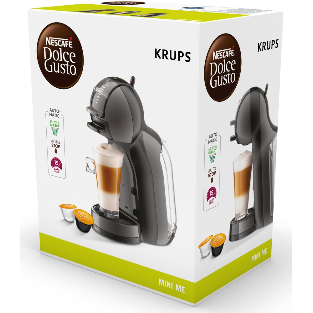 Espressor cu capsule KRUPS Dolce Gusto Mini Me KP123810, 0.8l, 1500W, 15 bar, gri inchis-negru