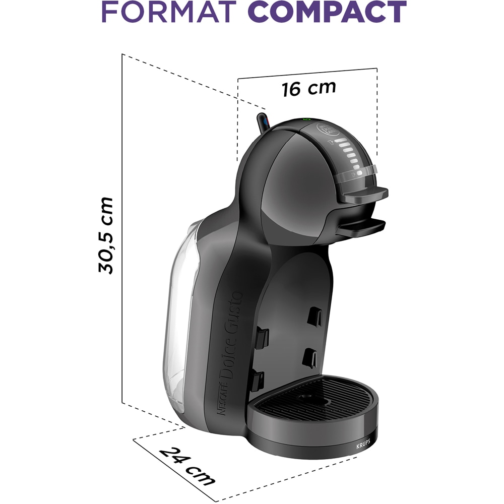 Espressor cu capsule KRUPS Dolce Gusto Mini Me KP123810, 0.8l, 1500W, 15 bar, gri inchis-negru