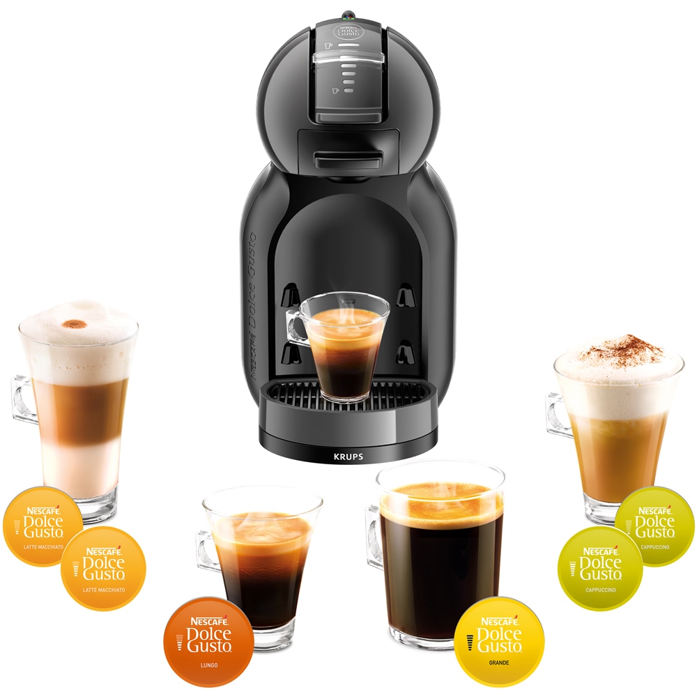 Espressor cu capsule KRUPS Dolce Gusto Mini Me KP123810, 0.8l, 1500W, 15 bar, gri inchis-negru