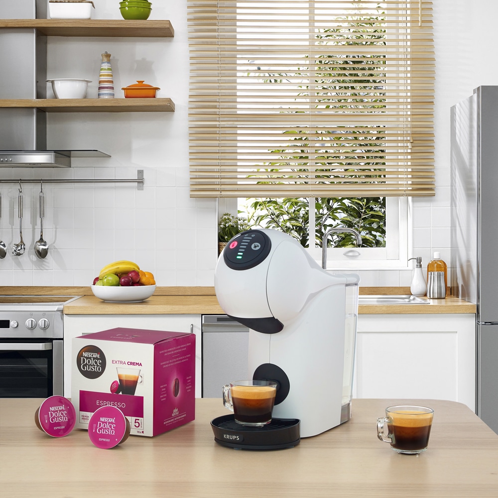 Espressor cu capsule KRUPS Dolce Gusto Genio S KP243110, 0.8l, 1500 W, 15 bar, alb-negru