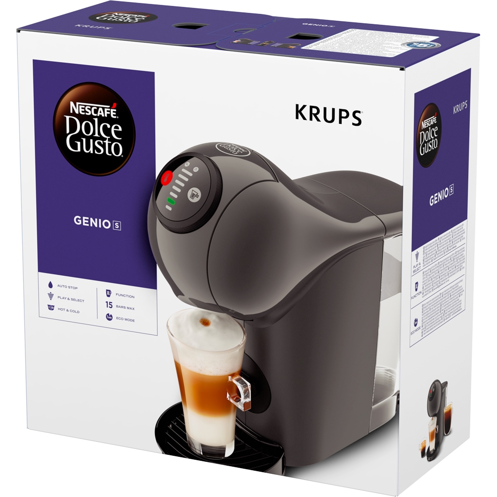 Espressor cu capsule KRUPS Dolce Gusto Genio S KP243B10, 0.8l, 1500W, 15 bar, gri inchis-negru