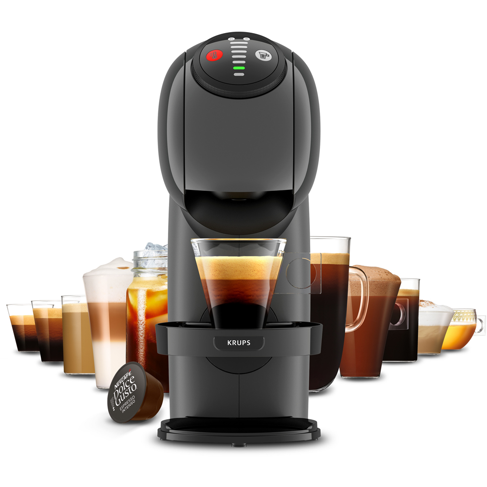 Espressor cu capsule KRUPS Dolce Gusto Genio S KP243B10, 0.8l, 1500W, 15 bar, gri inchis-negru