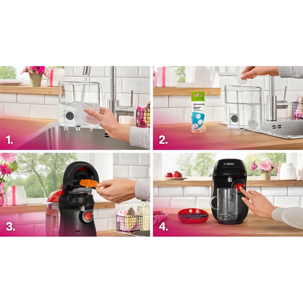 Espressor capsule BOSCH Tassimo Happy Friendly TAS103E, 0.7l, 1400W, rosu-negru 