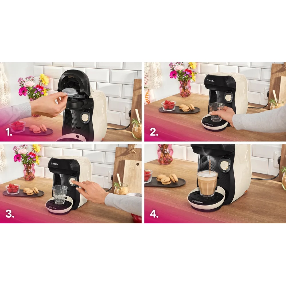 Espressor capsule BOSCH Tassimo Happy Friendly TAS107E, 0.7l, 1400W, bej-negru 