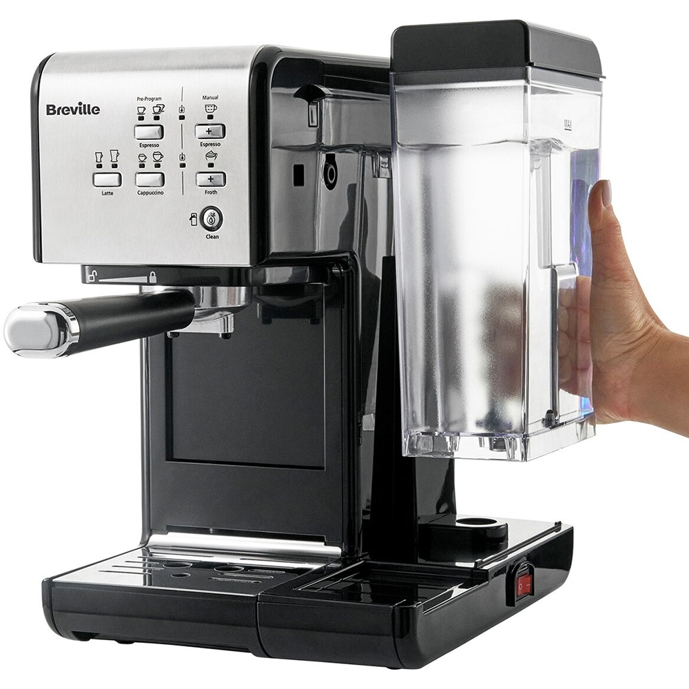 Espressor manual BREVILLE Prima Latte II VCF108X-01, 1.5l, 1050W, 19 bar, argintiu-negru