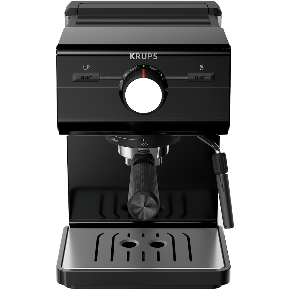 Espressor manual KRUPS Authentic XP381810, 2l, 15 bar, sistem Cappuccino, negru-argintiu