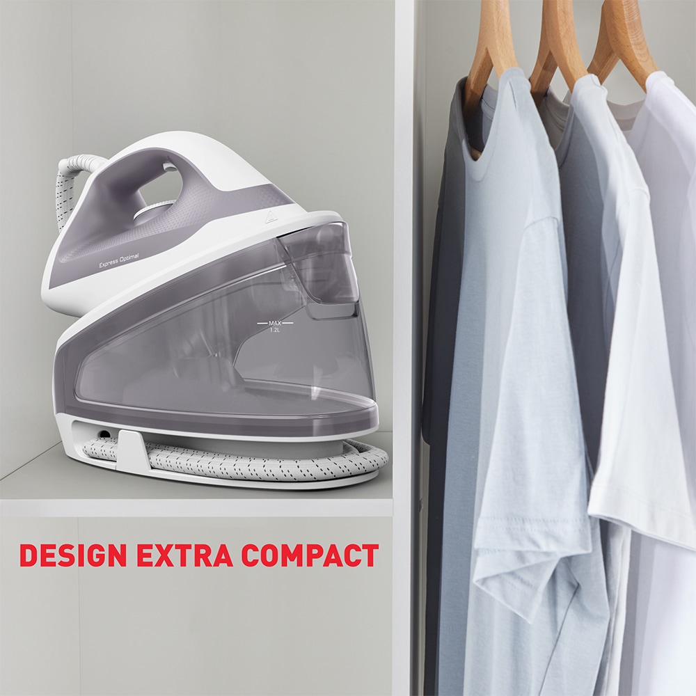 Statie de calcat TEFAL Express Optimal SV4111E0, 2200W, 200g/min, 1.2l, talpa Xpress Glide, alb-gri