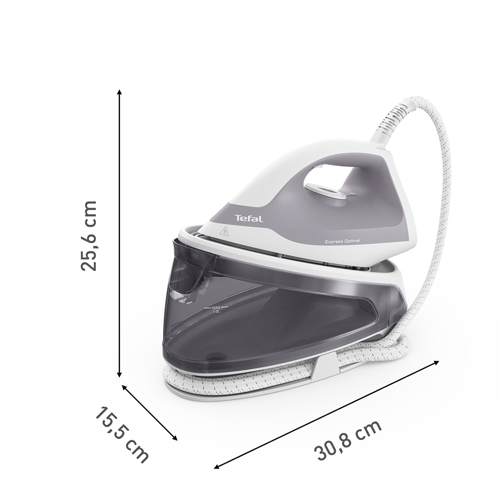 Statie de calcat TEFAL Express Optimal SV4111E0, 2200W, 200g/min, 1.2l, talpa Xpress Glide, alb-gri