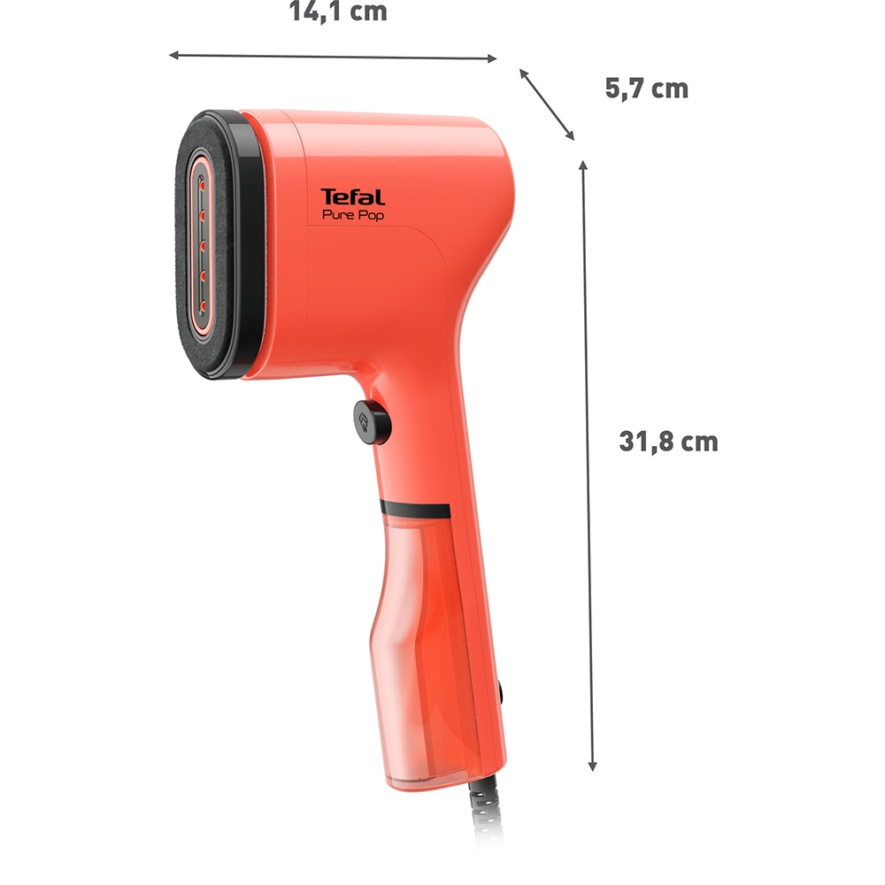 Aparat de calcat vertical TEFAL Pure Pop Garment DT2022E1, 1300W, 70ml, talpa ceramica, rosu