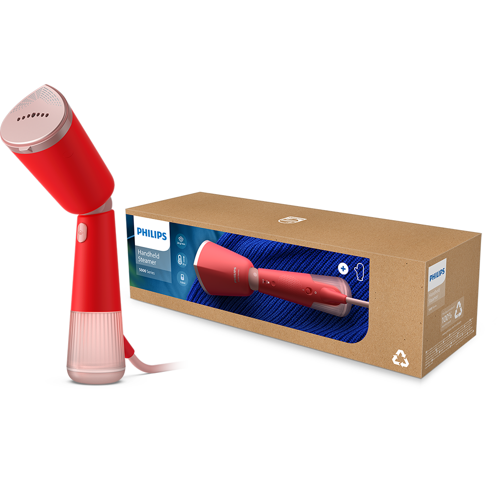 Aparat de calcat vertical PHILIPS Seria 5000 STH5020/40, 1400W, 24g/min, 120ml, rosu-roz