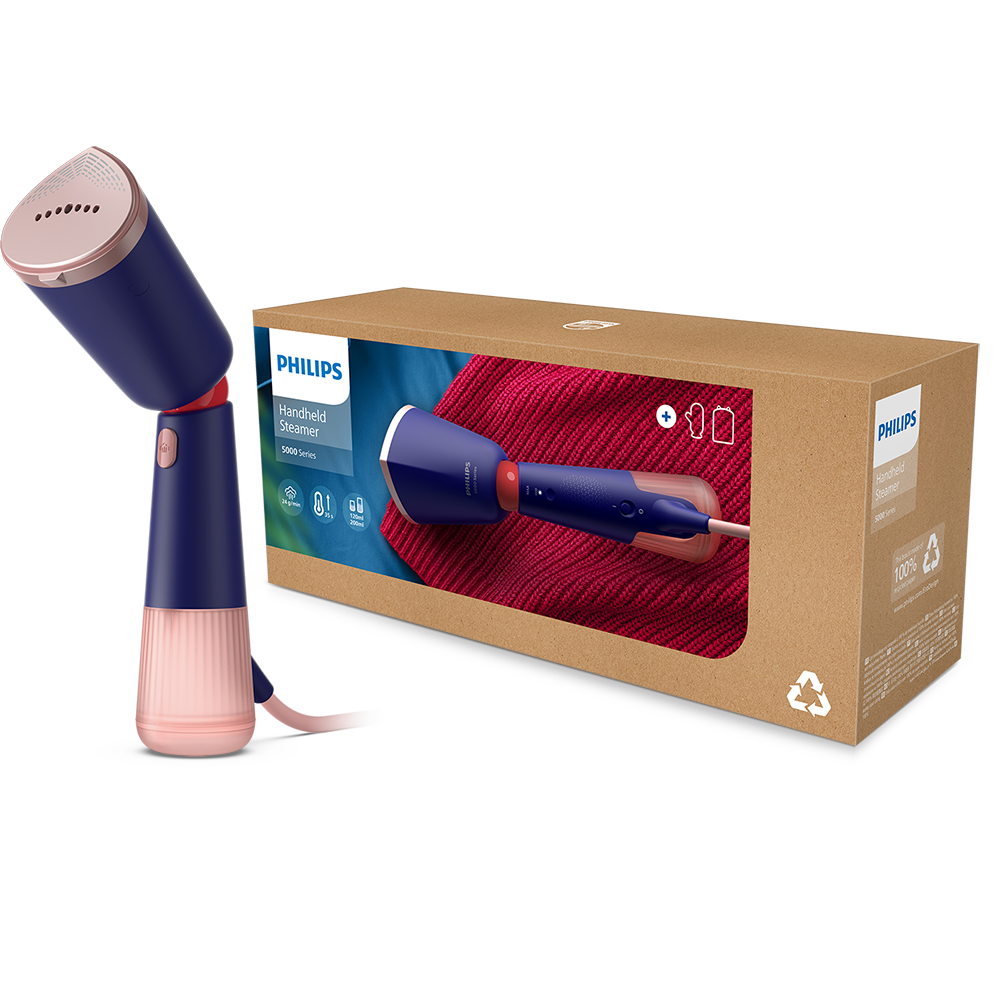 Aparat de calcat vertical PHILIPS Seria 5000 STH5030/20, 1400W, 24g/min, 200ml, albastru inchis-roz