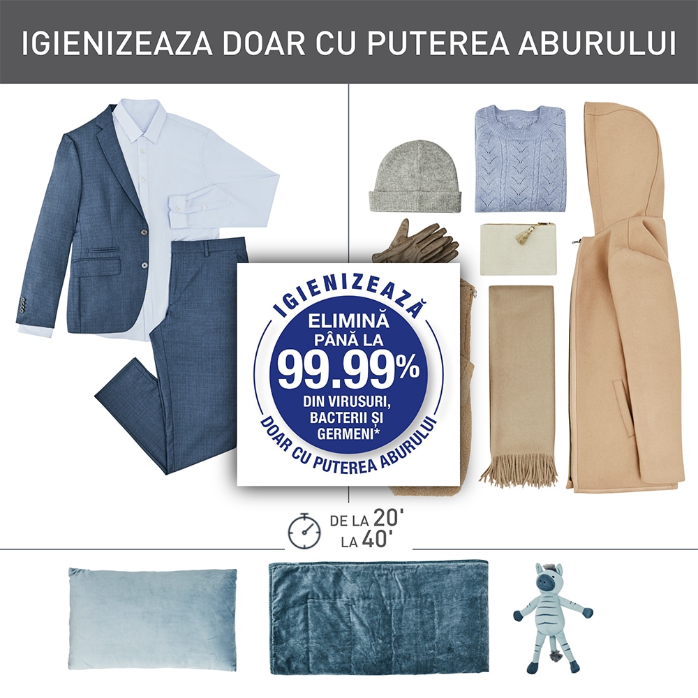 Aparat de calcat si igienizat vertical TEFAL Care For You YT4050E1, 1800W, 65g/min, 2l, alb-negru