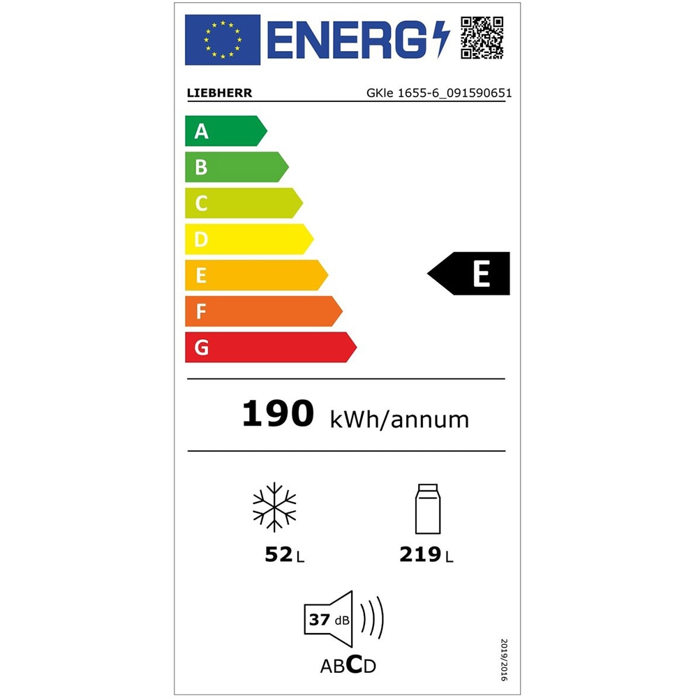 Frigider cu doua usi LIEBHERR GKle 1655-6, Smart Frost, 271 l, H 157 cm, Clasa E, argintiu