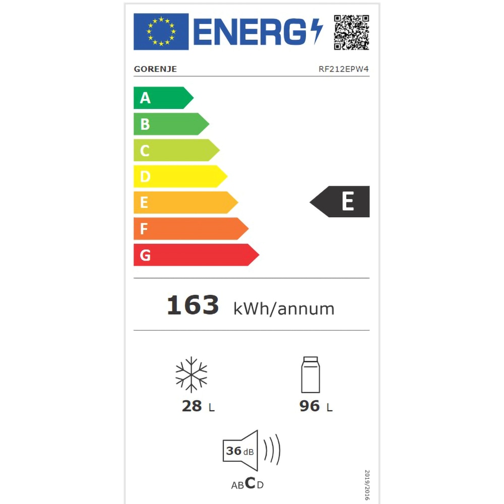 Frigider cu doua usi GORENJE RF212EPW4, 124 l, H 117 cm, Clasa E, alb