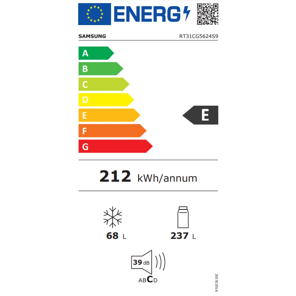 Frigider cu doua usi SAMSUNG RT31CG5624S9EO, No Frost, 305 l, H 171.5 cm, Clasa E, inox