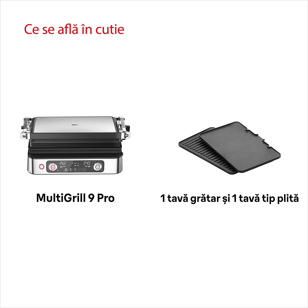 Gratar electric BRAUN MultiGrill 9 Pro CG9140, 2200W, argintiu-negru 
