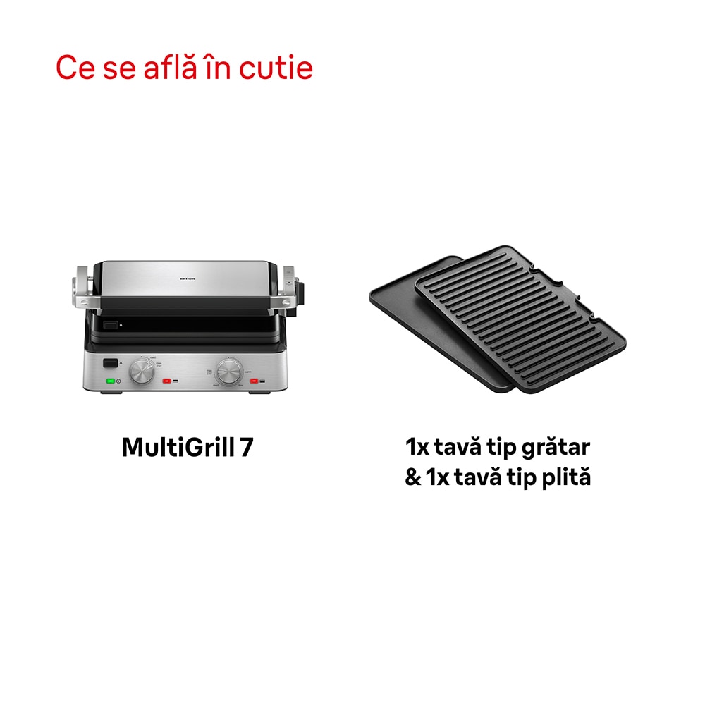 Gratar electric BRAUN MultiGrill CG7020, 2000W, argintiu-negru 