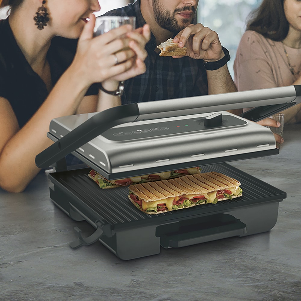 Gratar electric TEFAL Inicio Grill GC242D38, 2000W, functie Panini, termostat, argintiu-negru
