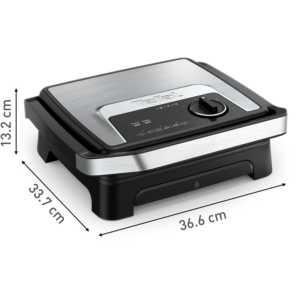 Gratar electric TEFAL Inicio Adjust GC272D10, 2180W, functie Panini, argintiu-negru