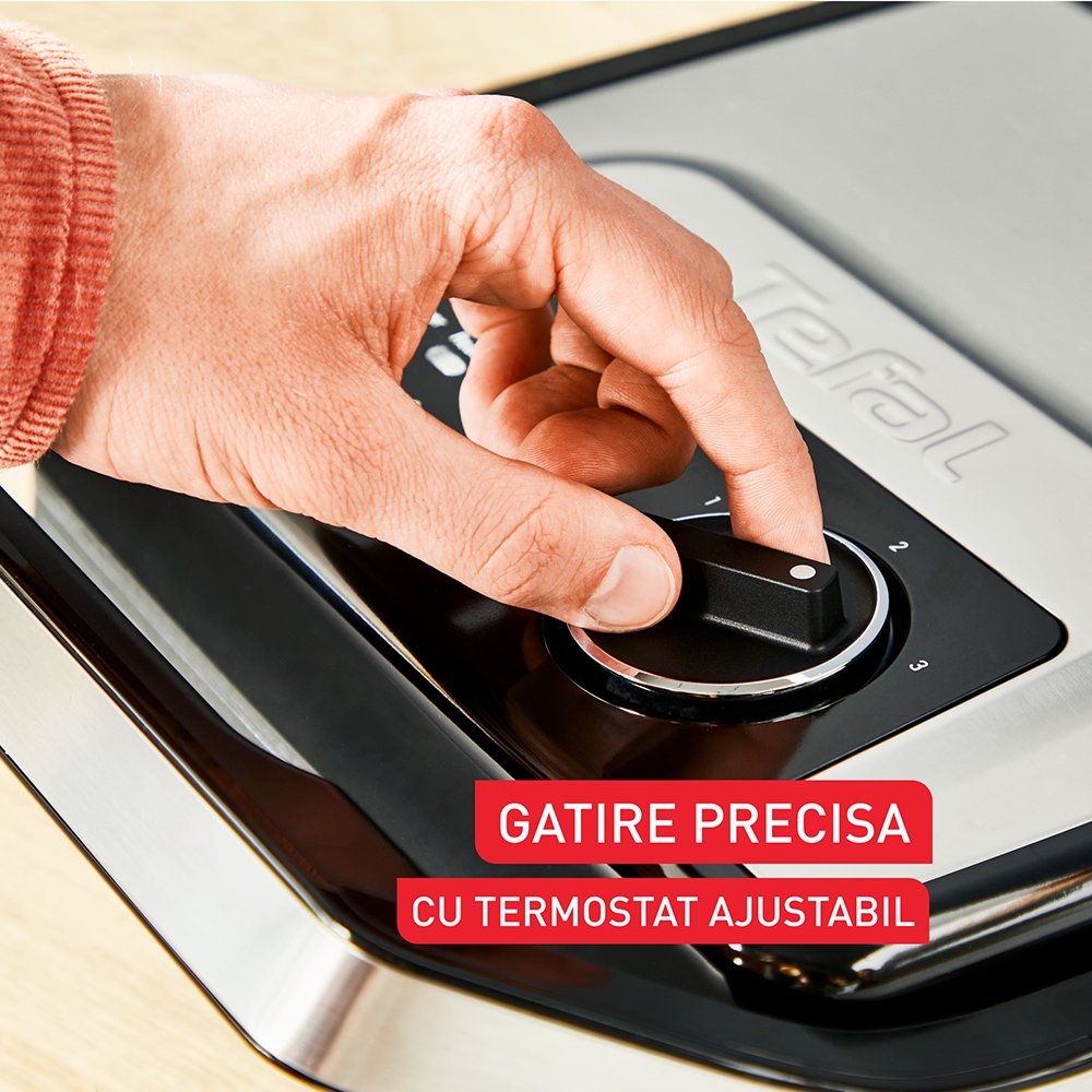 Gratar electric TEFAL Inicio Adjust GC272D10, 2180W, functie Panini, argintiu-negru