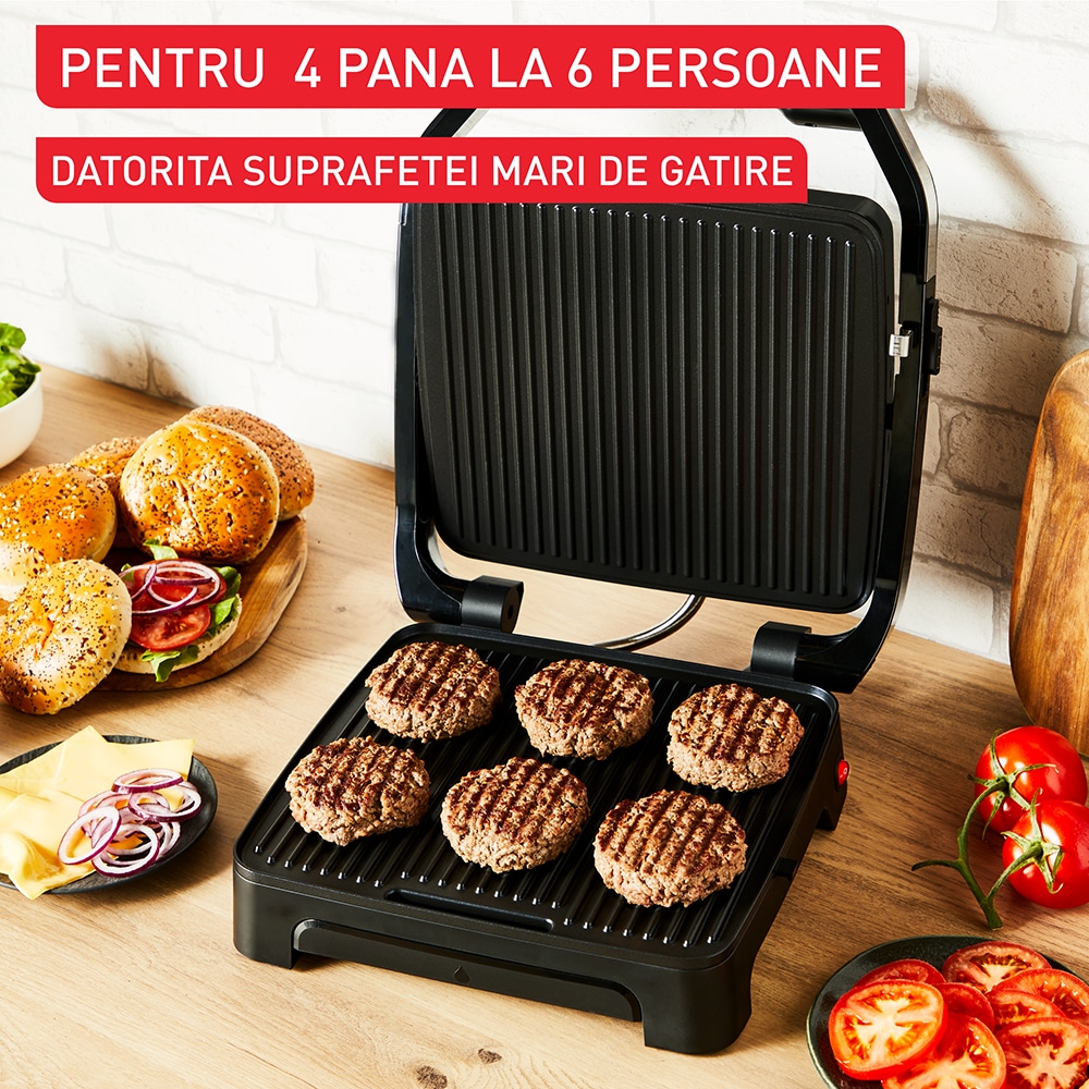Gratar electric TEFAL Inicio Adjust GC272D10, 2180W, functie Panini, argintiu-negru