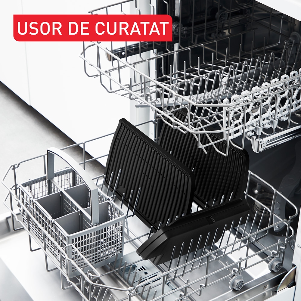 Gratar electric TEFAL OptiGrill+ GC718D10, 2000W, 6 programe automate, argintiu-negru 